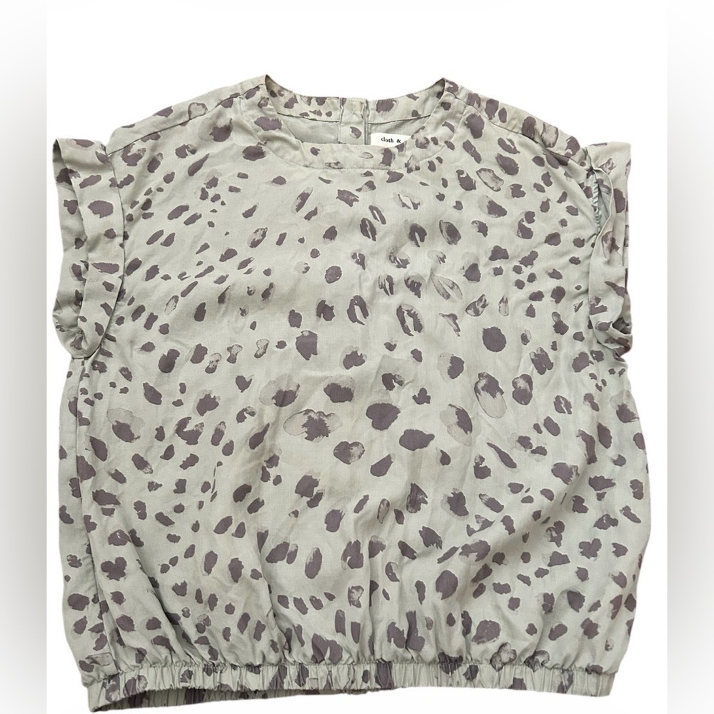 Cloth & Stone Leopard Print Sage Button Back Blouse Sz M